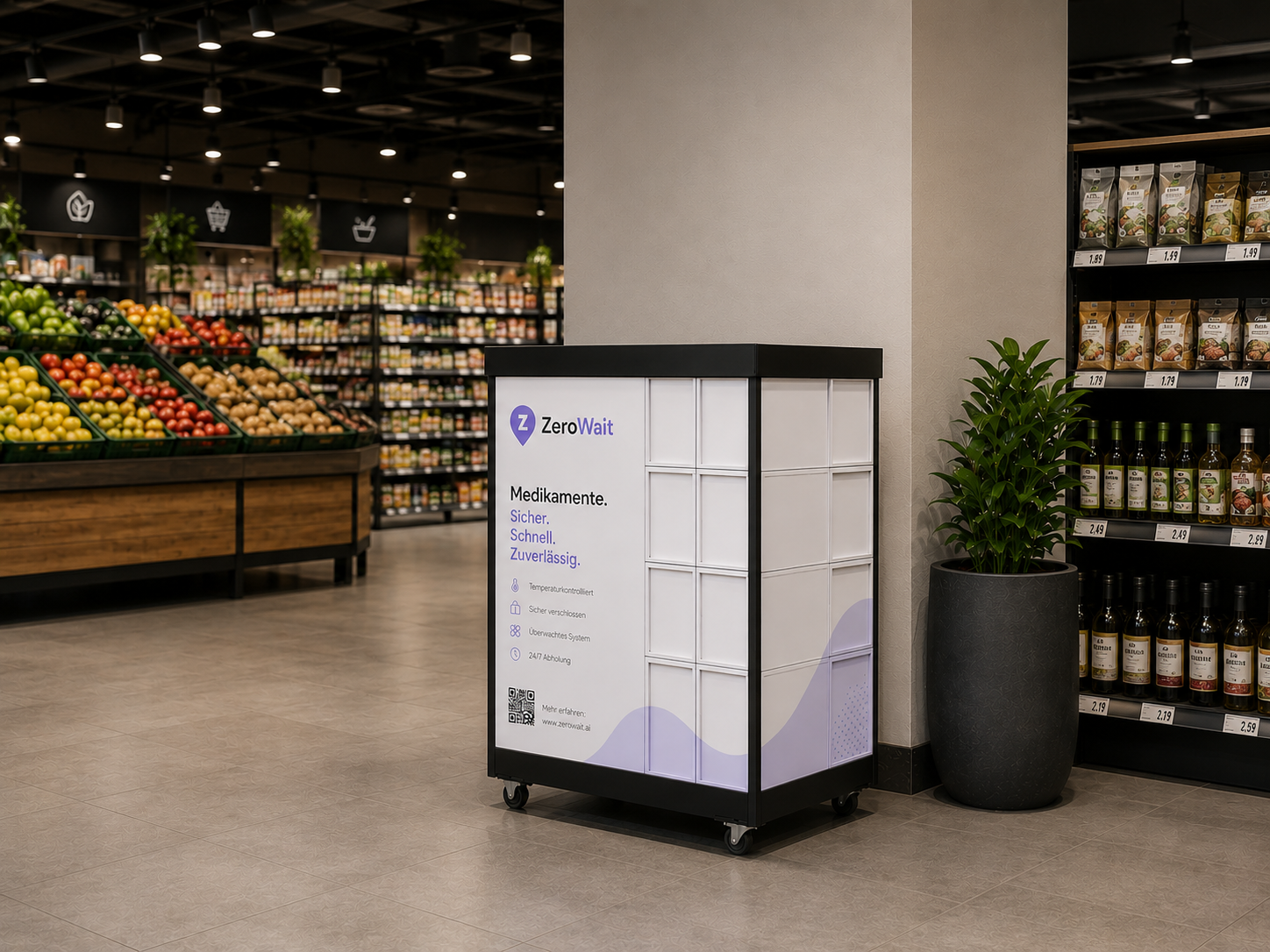 ZeroWait Abholstation im Supermarkt-Umfeld